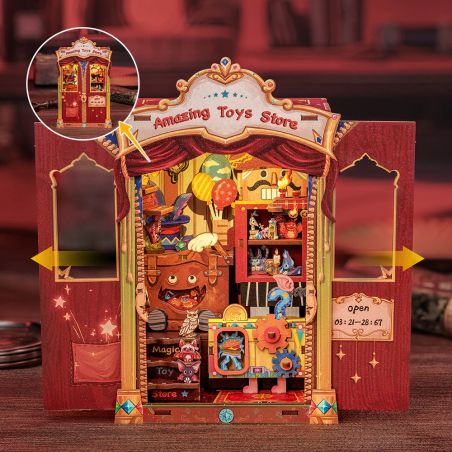 BOOK NOOK KIT - DIY - Magasin de Jouets - 107pc + Eclairage LED 