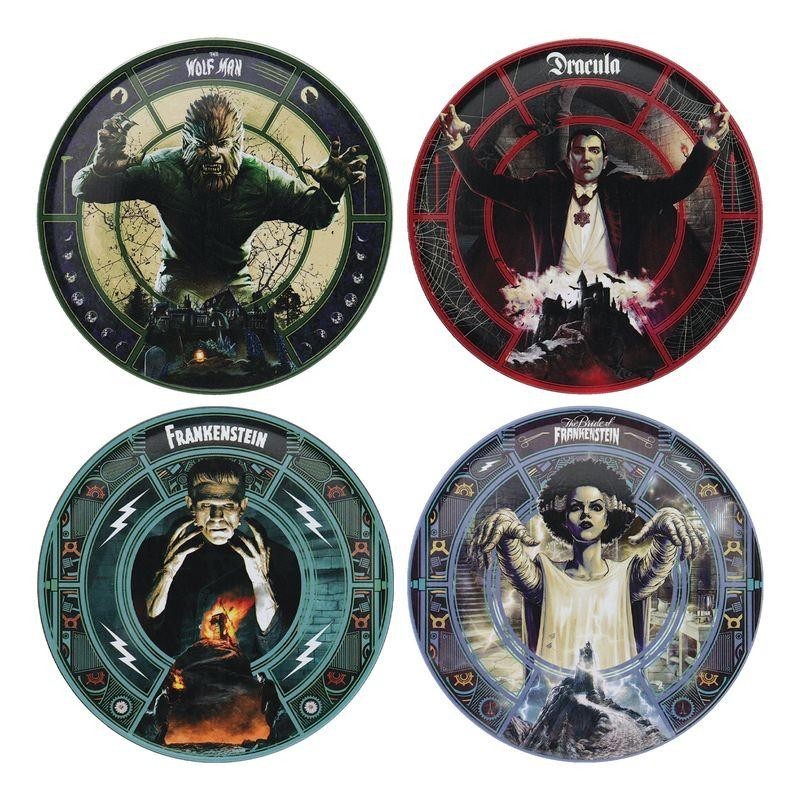 UNIVERSAL MONSTERS - 4 Dessous de Verres Gravés en Métal 