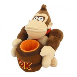SUPER MARIO - Donkey Kong avec baril - Peluche 21cm 