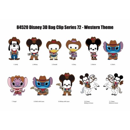 DISNEY CLASSIC WESTERN - Series 72 - 3D Foam Bag Clip (Display 24 Pcs) 