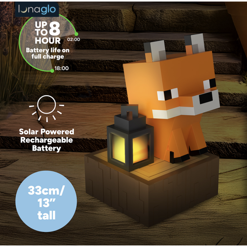 MINECRAFT - Renard - Lampe Solaire Extérieure 'LunaGlo' 33cm 
