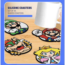 SUPER MARIO - Set de 4 Sous-Verre en Silicone 