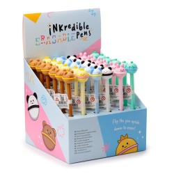 KAWAII - Animaux Mignons - Stylo à Gel Effaçable (Display de 36pcs) 