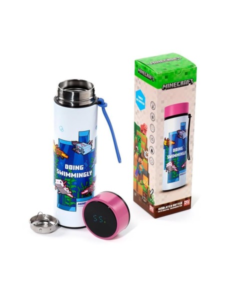 MINECRAFT - Axolotl -Bouteille Hot & Cold Isotherme+Thermomètre 450 ml 