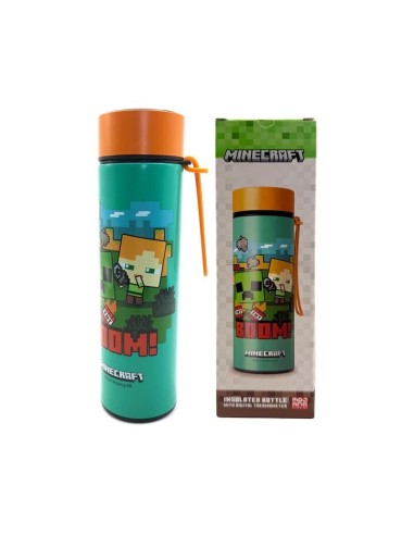 MINECRAFT - Boom - Bouteille Hot & Cold Isotherme +Thermomètre 450 ml 