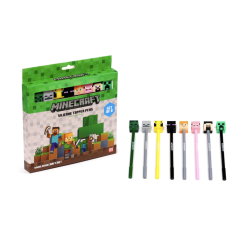 MINECRAFT - Heads - Set de 8 Stylos à Gel Effaçable Head Topper 