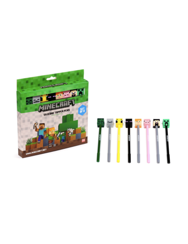 MINECRAFT - Heads - Set de 8 Stylos à Gel Effaçable Head Topper 