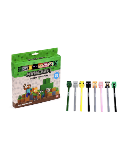 MINECRAFT - Heads - Set de 8 Stylos à Gel Effaçable Head Topper 