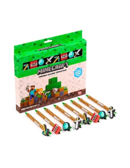 MINECRAFT - Outils - Set de 8 Stylos à Gel Effaçable Head Topper 