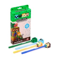 MINECRAFT - Chibi - Set de 4 Stylos à Gel Effaçable Head Topper 