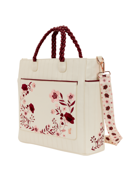 CREAM & RED - Floral - Tote Bag convertible Loungefly 