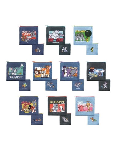 TOM & JERRY - Trading Denim Style Flat Pouch 16x16 cm - BLIND BOX 