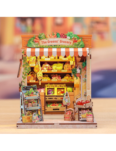 MINIATURE HOUSE - DIY- L'Epicerie Verte - 301pc + Eclairage LED 
