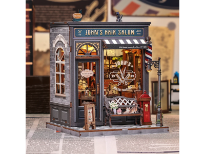 MINIATURE HOUSE - DIY- Salon de Coiffure John - 210pc + Eclairage LED 