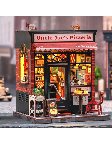 MINIATURE HOUSE - DIY- Pizzeria d'Oncle Joe - 236pc + Eclairage LED 
