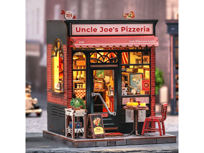 MINIATURE HOUSE - DIY- Pizzeria d'Oncle Joe - 236pc + Eclairage LED 