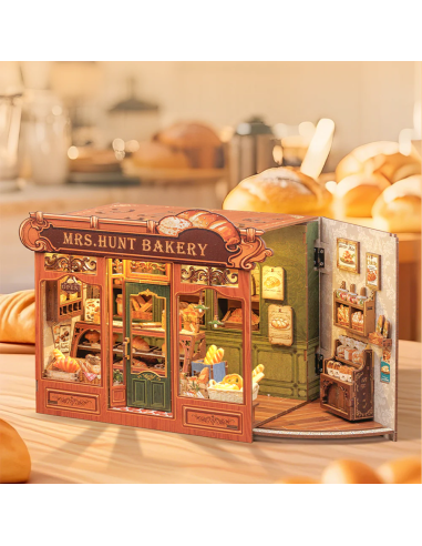 MINIATURE HOUSE - DIY - Boulangerie de Mrs. Hunt - 216pc+Eclairage LED 