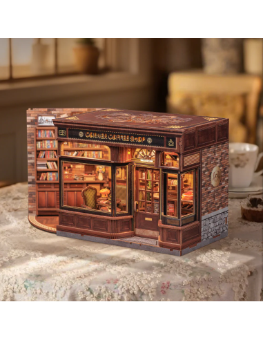 MINIATURE HOUSE - DIY- Corner Coffee Shop - 294pc+Eclairage LED 