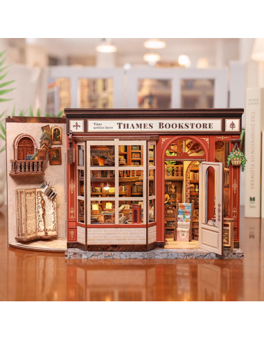 MINIATURE HOUSE - DIY- Librairie Thames - 343pc+Eclairage LED 