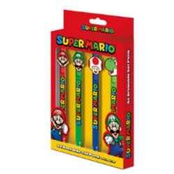 SUPER MARIO - 4 Stylos à Gel Effaçable + Head Topper 