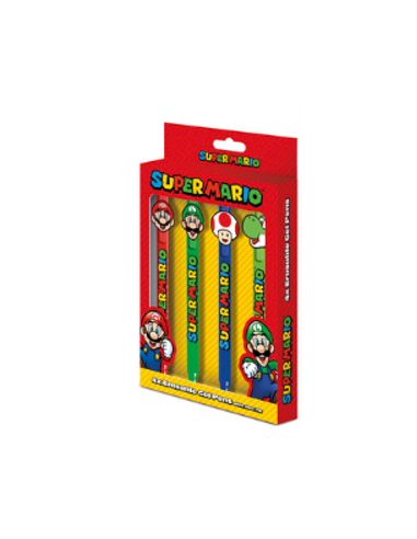 SUPER MARIO - 4 Stylos à Gel Effaçable + Head Topper 