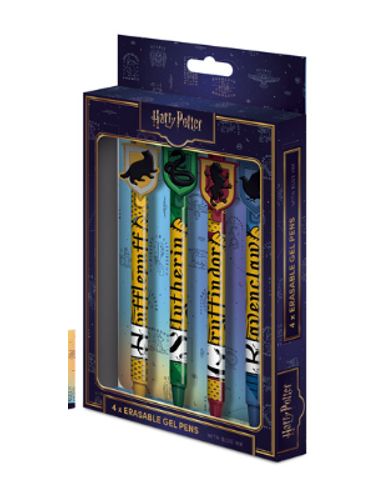 HARRY POTTER - 4 Stylos à Gel Effaçable + Head Topper 