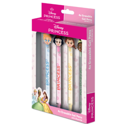 PRINCESSES - 4 Stylos à Gel Effaçable + Head Topper 