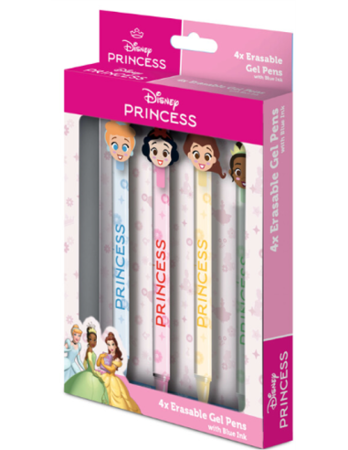 PRINCESSES - 4 Stylos à Gel Effaçable + Head Topper 
