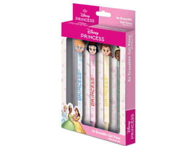 PRINCESSES - 4 Stylos à Gel Effaçable + Head Topper 