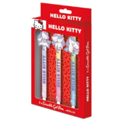 HELLO KITTY - 3 Stylos à Gel Effaçable + Head Topper 