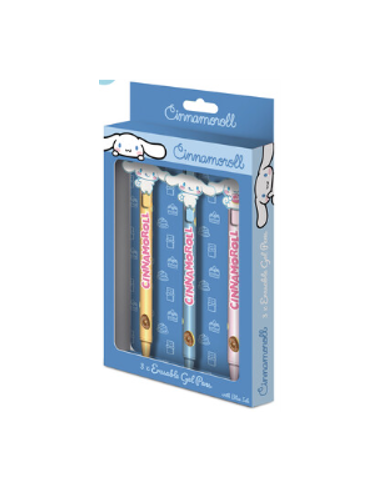 CINNAMOROLL - 3 Stylos à Gel Effaçable + Head Topper 