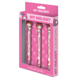 MY MELODY - 3 Stylos à Gel Effaçable + Head Topper 
