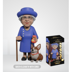 CELEBRITY - Reine Elizabeth II avec son Corgi - Figurine Minix 12cm 