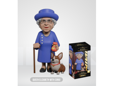 CELEBRITY - Reine Elizabeth II avec son Corgi - Figurine Minix 12cm 