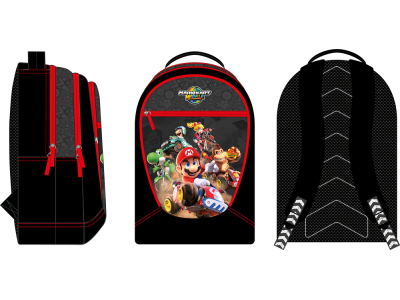 MARIO KART WORLD - Sac à Dos 3 Compartiments  '32x45x18cm' 
