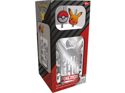 POKEMON - Pikachu - Pack Verre XXL Premium 485ml + 2 Pailles en Métal 