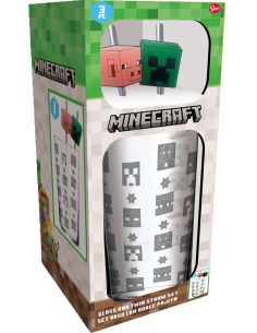 MINECRAFT - Pack Verre XXL Premium 485ml + 2 Pailles en Métal  2