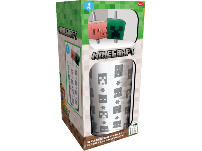 MINECRAFT - Pack Verre XXL Premium 485ml + 2 Pailles en Métal 