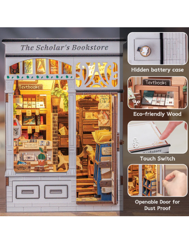BOOK NOOK KIT - DIY- Librairie Scolaire - 168pc + Eclairage LED 