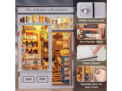 BOOK NOOK KIT - DIY- Librairie Scolaire - 168pc + Eclairage LED 