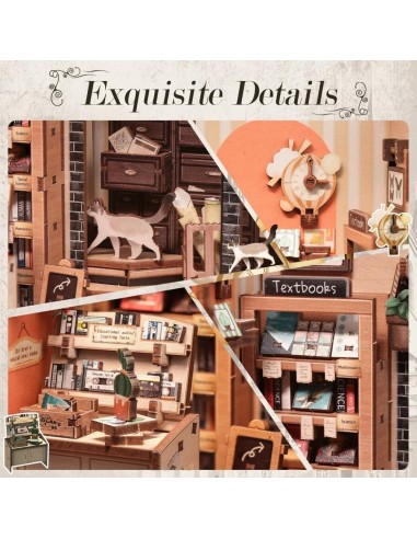 BOOK NOOK KIT - DIY- Librairie Scolaire - 168pc + Eclairage LED 