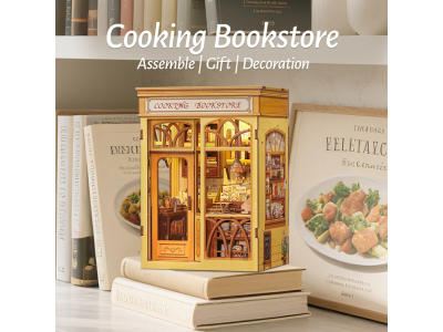 BOOK NOOK KIT - DIY- Librairie Culinaire - 156pc + Eclairage LED 