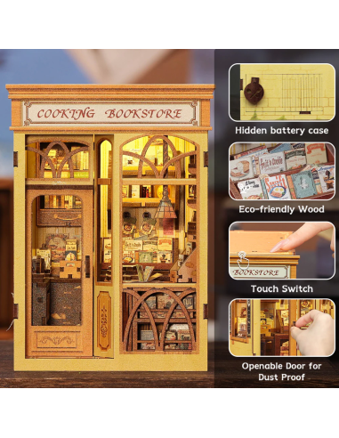 BOOK NOOK KIT - DIY- Librairie Culinaire - 156pc + Eclairage LED 