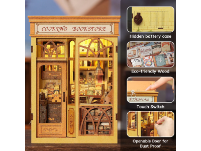 BOOK NOOK KIT - DIY- Librairie Culinaire - 156pc + Eclairage LED 