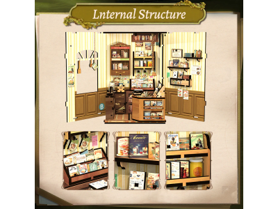 BOOK NOOK KIT - DIY- Librairie Culinaire - 156pc + Eclairage LED 
