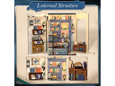 BOOK NOOK KIT - DIY- Librairie Littéraire - 186pc + Eclairage LED 