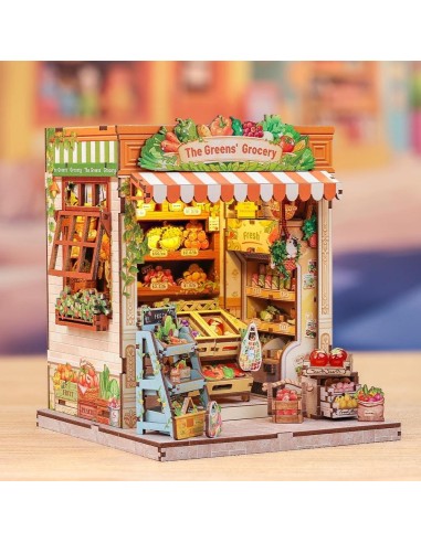 MINIATURE HOUSE - DIY- L'Epicerie Verte - 301pc + Eclairage LED 