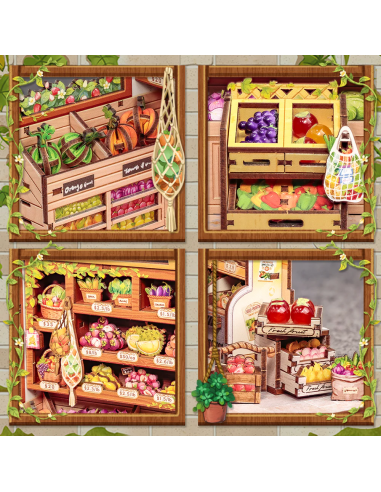 MINIATURE HOUSE - DIY- L'Epicerie Verte - 301pc + Eclairage LED 
