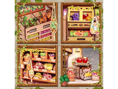 MINIATURE HOUSE - DIY- L'Epicerie Verte - 301pc + Eclairage LED 