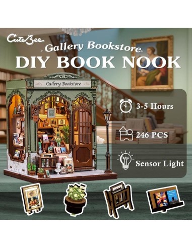 MINIATURE HOUSE - DIY- Galerie Librairie - 246pc + Eclairage LED 